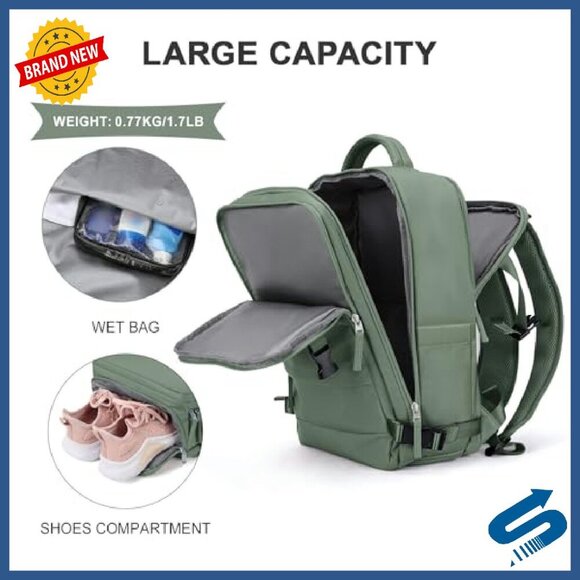 Waterproof 25L Travel Backpack Laptop Compartment Shoe Storage Daypack